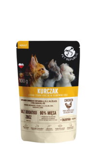 Pet Republic Adult Kurczak, Siekane Kawałki w Delikatnym Sosie 100g, Polski Producent, Nowość! 