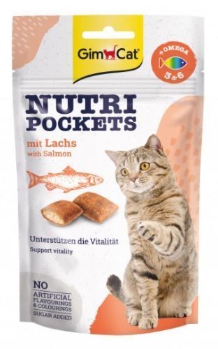 GimCat Nutri Pockets z Łososiem 60g, Bogate w Kwasy Omega 3 i 6!