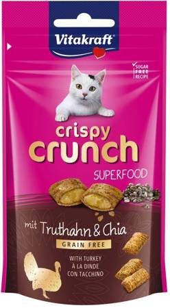 Vitakraft Cat Crispy Crunch Superfood Indyk i Chia 60g, Chrupiące Przysmaki! 