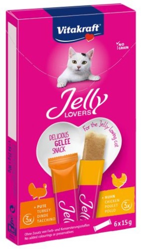 Vitakraft Cat Jelly Lovers Kurczak i Indyk, 6x15g, Niskokaloryczny Przysmak w Postaci Galaretki!  NOWOŚĆ!