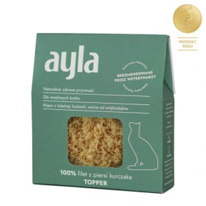 AYLA Cat Filet z Piersi Kurczaka Liofilizowany Topper - Posypka, Dosmaczacz 28g, Polski Producent, Mięso Jakości Human Grade, Chów Bez Antybiotyków!    