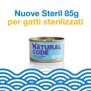 Natural Code Cat Steril 01 Tuńczyk i Cukinia w Miękkiej Galaretce 85g, NOWA WERSJA!