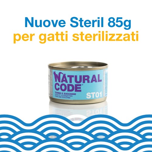 Natural Code Cat Steril 01 Tuńczyk i Cukinia w Miękkiej Galaretce 85g, NOWA WERSJA!