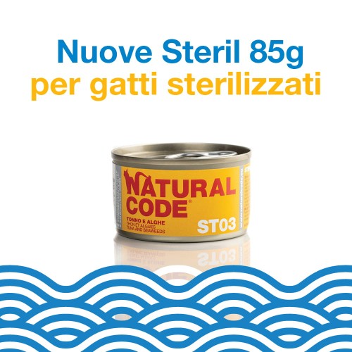 Natural Code Cat Steril 03 Tuńczyk i Algi w Miękkiej Galaretce 85g, NOWA WERSJA!  