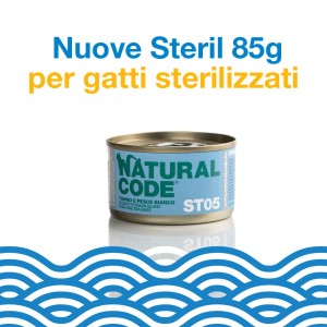 Natural Code Cat Steril 05 Tuńczyk i Młode Białe Ryby w Miękkiej Galaretce 85g, NOWA WERSJA!    