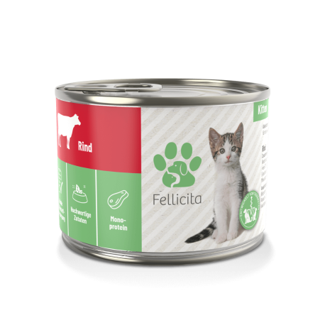 Fellicita Cat Pure Beef Kitten 200g, Czysta Wołowina Dla Kociąt  Miękki Aromatyczny Pasztet!! NOWOŚĆ!