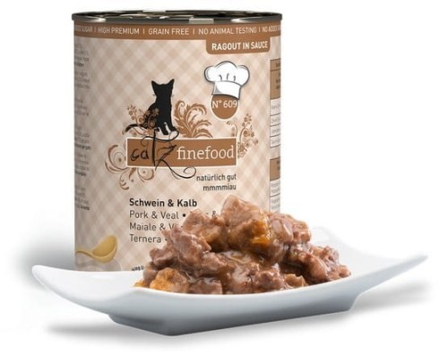 Catz Finefood Ragout No.609 Wieprzowina i Cielęcina 380 g, Duża Ilość Sosu! Nowość!