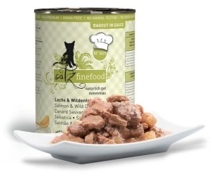 Catz Finefood Ragout No.605 Łosoś i Dzika Kaczka 380 g, Kawałki Mięsne w Dużej Ilości Sosu! Nowość!