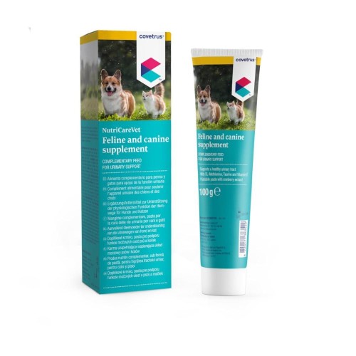 Covertus NutriVetCare Feline and Canine Urinary Supplement Paste 100g,  Pasta Wspomagająca Działanie Układu Moczowego, DL- Metionina, Tauryna , Witamina E I Wyciąg Z Żurawiny! Nowość!