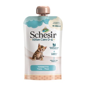 Schesir Kitten Care 0-6 Miesięcy w Kremie, Tuńczyk, 150g,  Kompletna Karma ! Niezwykle Delikatny i Gładki Krem! Nowość!