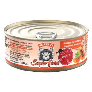 Feline Porta 21 Superfood Makrela z Papają 80g, Miękka Galaretka! Nowość!   