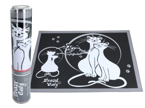 Carmani Podkładka Na Stół / Pod Miski, Zakochane Koty, Czarne Tło, 29,5x40 cm, NOWOŚĆ! 