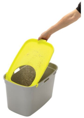 Georplast Kuweta Dla Kota TOP Cat z Wejściem Od Góry! Niweluje Rozsypywanie Żwirku! Szary/Limonkowy, 59x39x38 cm, OSZCZĘDNOŚĆ Żwirku! NOWOŚĆ! 