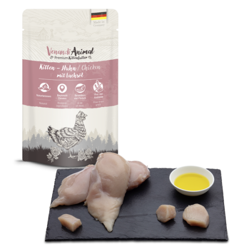 Venandi Animal Kitten Kurczak z Olejem z Łososia dla Kociąt Saszetka 125g, NOWOŚĆ! Niemiecki Producent!