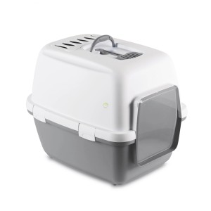 Zolux Toaleta Kuweta Kryta Cathy Comfort z Filtrem i Łopatką, 45x58x48 cm, Szara, Wysoka i Przestronna! 