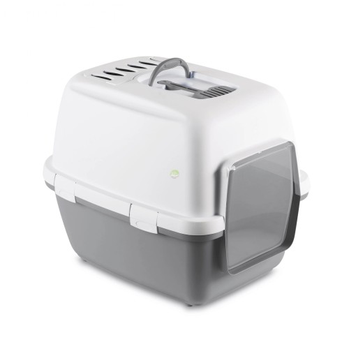 Zolux Toaleta Kuweta Kryta Cathy Comfort z Filtrem i Łopatką, 45x58x48 cm, Szara, Wysoka i Przestronna! 