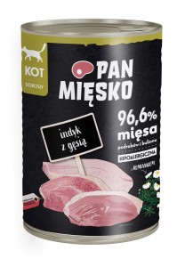 Pan Mięsko Indyk z Gęsią 400g, Duża Ilość Tauryny! Polski Producent! Nowość! 