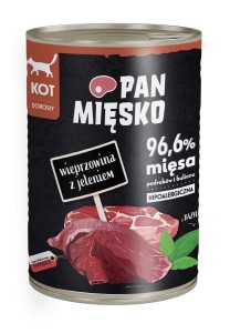 Pan Mięsko Wieprzowina z Jeleniem 400g, Duża Ilość Tauryny! Polski Producent! Nowość!  