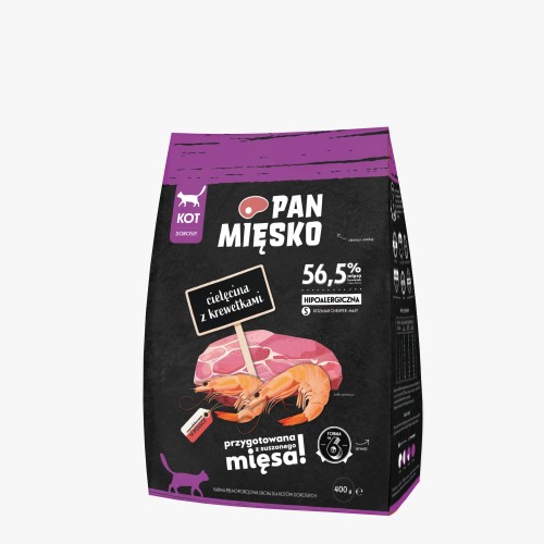 Pan Mięsko Cielęcina z Krewetkami 400g, Mały Rozmiar Chrupek, Polski Producent! Nowość!   