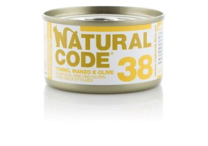 Natural Code Cat 38 Tuńczyk z Wołowiną i Oliwkami 85g W Miękkiej Galaretce!