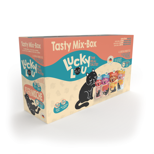 Lucky Lou Tasty Mix Box 12 x 125 g, Nowość! Drób, Wołowina, Kaczka i Jagnięcina w Zestawie!
