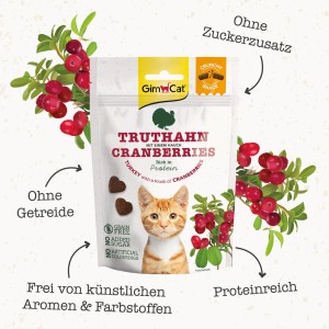 GimCat Crunchy Snacks Indyk z Żurawiną 50g, NOWOŚĆ! 