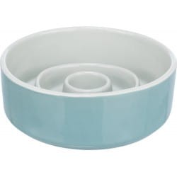 Trixie Miska Ceramiczna SLOW FEEDING 0,45l / 14 cm, szary/niebieski, Miska Spowalniająca Jedzenie! Nowość!
