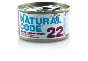 Natural Code Cat 22 Tuńczyk i Wątroba Wołowa w Miękkiej Galarecie 85 g