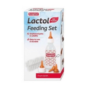 Beaphar Lactol Feeding Set Zestaw Do Karmienia Kociąt, Butelka + 2 Nakrętki + 4 Smoczki + Szczoteczka!