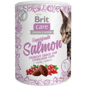 Brit Care Cat Snack Superfruits z Łososiem 100g, Chrupiące Przysmaki!