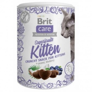 Brit Care Cat Snack Superfruits Kitten z Kokosem i Jagodami 100g, Chrupiące Przysmaki! 