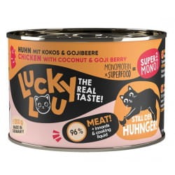 Lucky Lou SuperMono Czysty Kurczak  z Topinamburem, Kokosem i Jagodami Goji 200g, Nowość! Niemiecki Producent!  