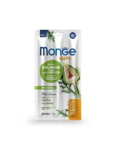 Monge Gift Soft Sticks SHairball Łosoś z Karczochem 15g (3 Sztuki), Miękkie Paluszki, Zapobiega Tworzeniu Kul Włosowych! Nowość!    