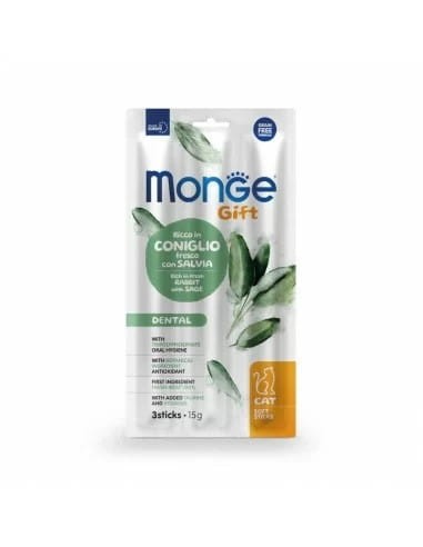 Monge Gift Soft Sticks Dental Królik z Szałwią 15g (3 Sztuki), Miękkie Paluszki, Wsparcie Zdrowia Jamy Ustnej! Nowość!     