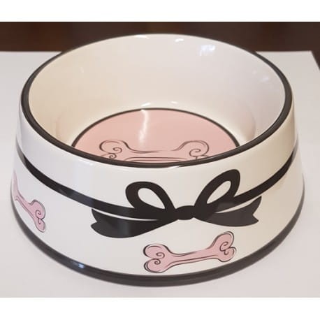 YARRO Miska Ceramiczna z Czarną Kokardką 18,5 x 7 cm, Nowość!