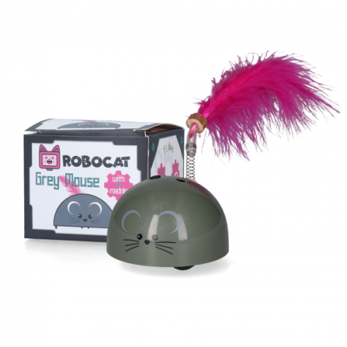 Holland Animal Care RoboCat Mouse Mysz Interaktywna Szara! Reaguje Na Ruch i Porusza się Przez 3 Minuty w różnych Kierunkach! Doskonała Zabawa w Polowanie!
