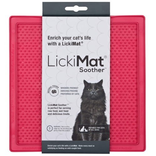 LickiMat Cat Soother 20x20 cm Różowa, Doskonały Sposób Na Spowolnienie Jedzenia! Odstresowuje, Uspokaja i Koi w Stresujących Sytuacjach! Doskonała Zabawa!