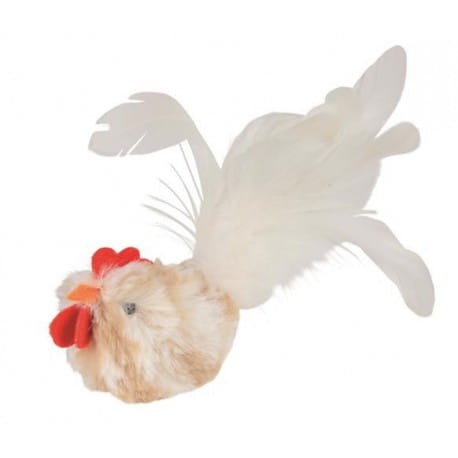 TRIXIE Biały Kogut z Piórkami z Mikrochipem 8 cm, Wydaje Naturalne Dźwięki Przy Dotyku! Nowość!