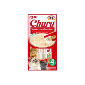 Inaba Churu Creamy Treat Kurczak z Krabami 4x14g, Kremowy Przysmak!  1 Tubka to TYLKO 6kcal!    