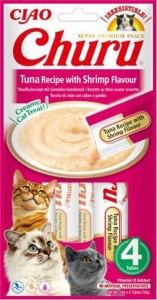 Inaba Churu Creamy Treat Tuńczyk i Krewetki 4x14g, Kremowy Przysmak!  1 Tubka to TYLKO 6kcal!  Nowość!     
