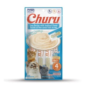 Inaba Churu Creamy Treat Tuńczyk z Owocami Morza 4x14g, Kremowy Przysmak!  1 Tubka to TYLKO 6kcal!  Nowość!       