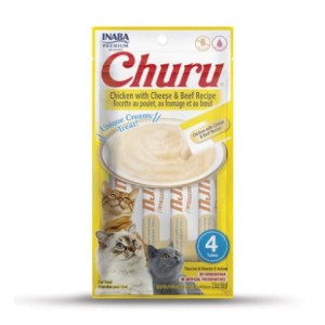 Inaba Churu Creamy Treat Kurczak z Serem i Wołowiną 4x14g, Kremowy Przysmak!  1 Tubka to TYLKO 6kcal!  Nowość!        