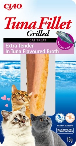 Inaba Cat Extra Tender Tuna Fillet, EKSTRA Delikatny Grillowany Filet z Tuńczyka w Bulionie Z Tuńczyka 15g, Nowość!    