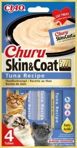 Inaba Churu Creamy Treat Skin & Coat Tuńczyk 4x14g, Kremowy Przysmak w Oddzielnych Tubkach, Nowość!                                                                        Zdrowa Skóra i Piękna Sierść! Nowość!