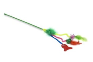 Yarro Wędka z Rybką i Piórkami, 40 cm, Zielona, Nowość!