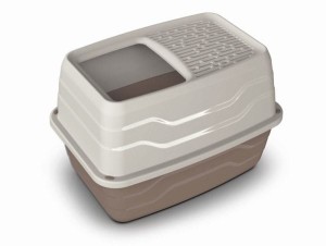 Yarro Toaleta Kuweta Dla Kota z Wejściem z Góry i Perforowanym Dachem! Zmniejsza Ilość Rozsypywanego Żwirku! 56x40x38 cm, Beżowa, Nowość!