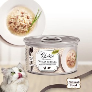 Pettric Cherie Ekstra Drobne Kawałki Kurczaka z Wątróbką w Sosie 80g, Nowość!   