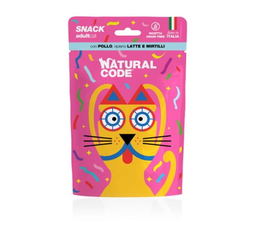 Natural Code Snack Adult Kurczak z Mlekiem i Jagodami 60g, Nowość!