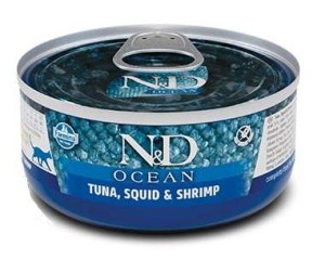 N&D CAT Ocean Tuńczyk, Kałamarnica i Krewetki 70g, Karma Pełnoporcjowa, Nowość! 