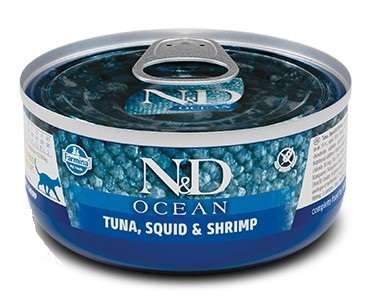 N&D CAT Ocean Tuńczyk, Kałamarnica i Krewetki 70g, Karma Pełnoporcjowa, Nowość! 